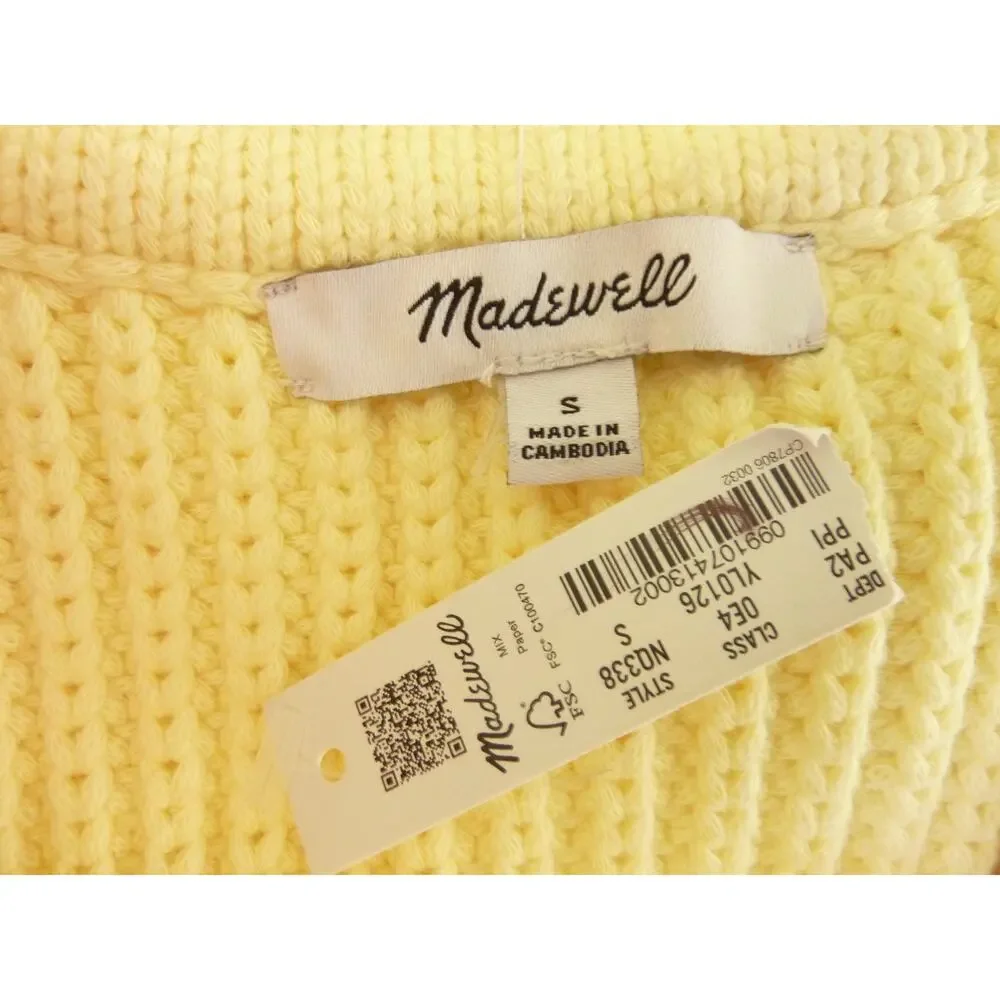 Madewell NWT Womens Cutaway Sweater Vest Size S Cotton Yellow Pale Pineapple